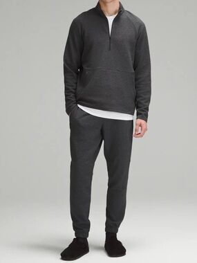 Lululemon Ease the Day Textured Double-Knit Cotton Joggers Heathered Black/Black